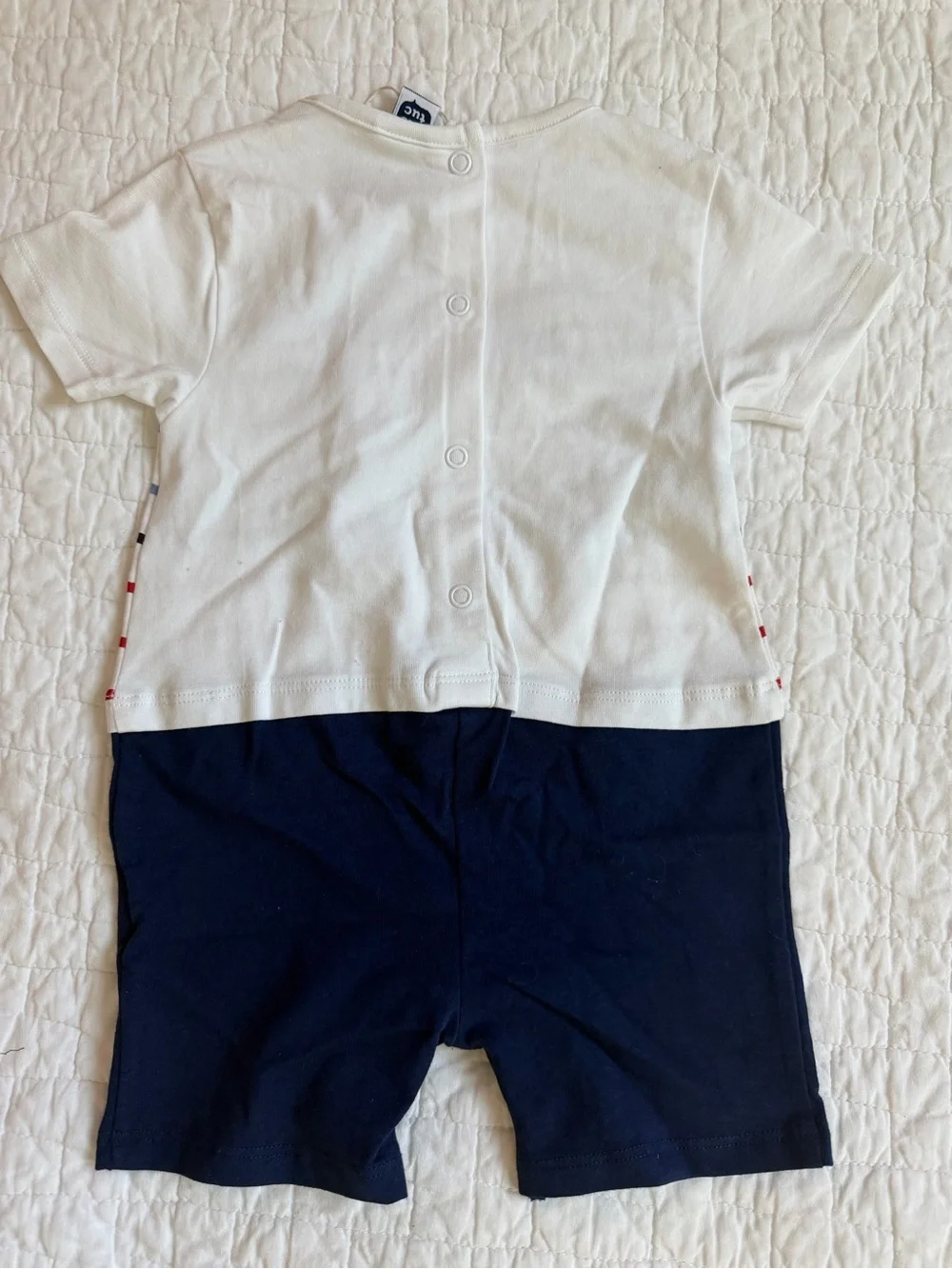 Unisex White & Navy Bear Graphic One-Piece Romper by Gymboree